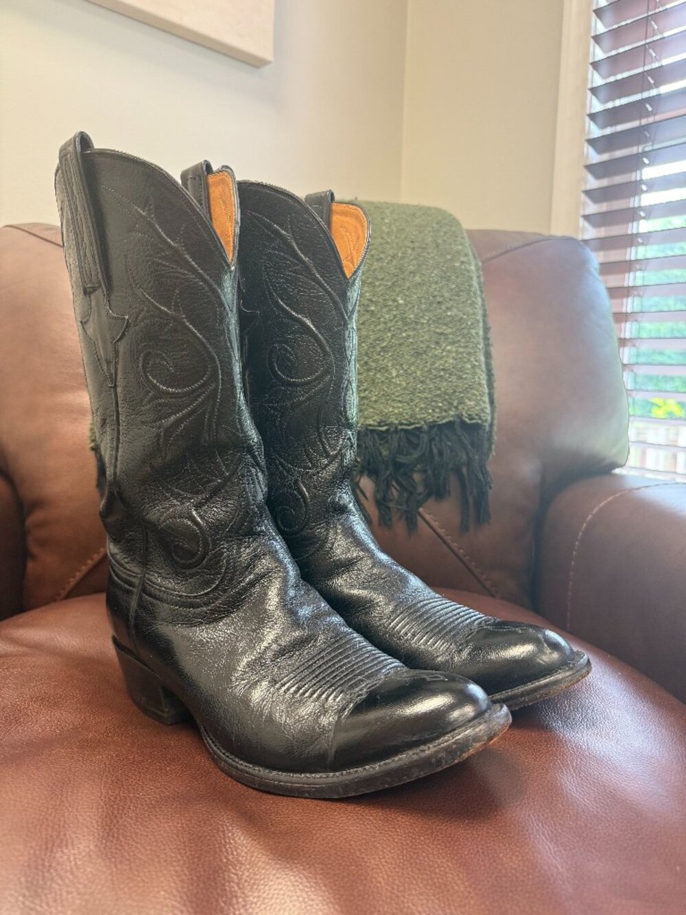 Lucchese Classics Handmade Black Cowboy Boots 8.5D USA El Paso
